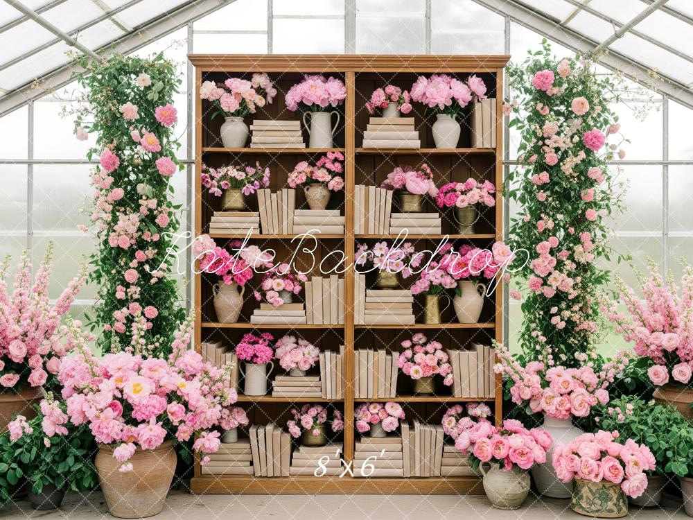 Kate Bookshelf Pink Floral Garden Backdrop Designed by Patty Robert - Image 3