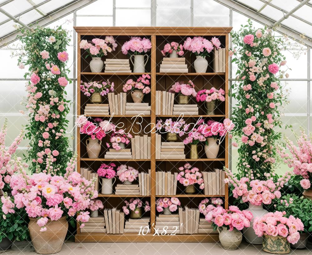 Kate Bookshelf Pink Floral Garden Backdrop Designed by Patty Robert - Image 6