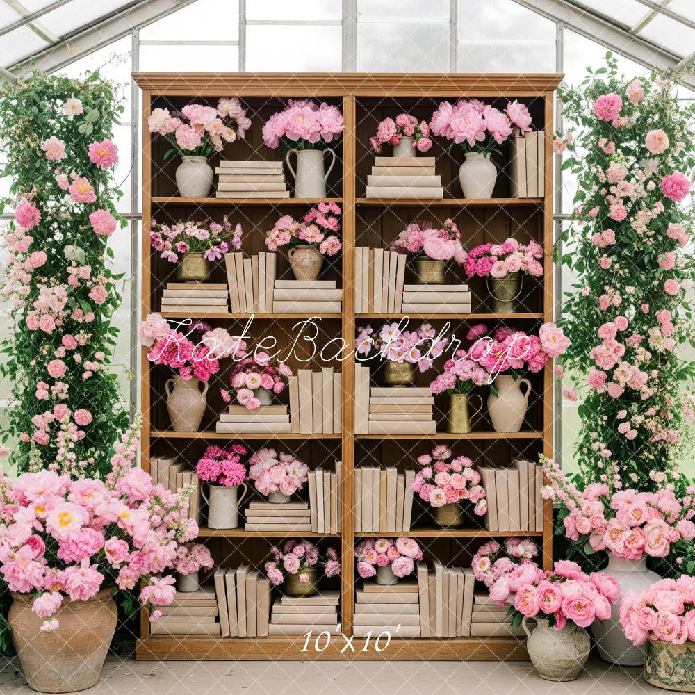 Kate Bookshelf Pink Floral Garden Backdrop Designed by Patty Robert - Image 7
