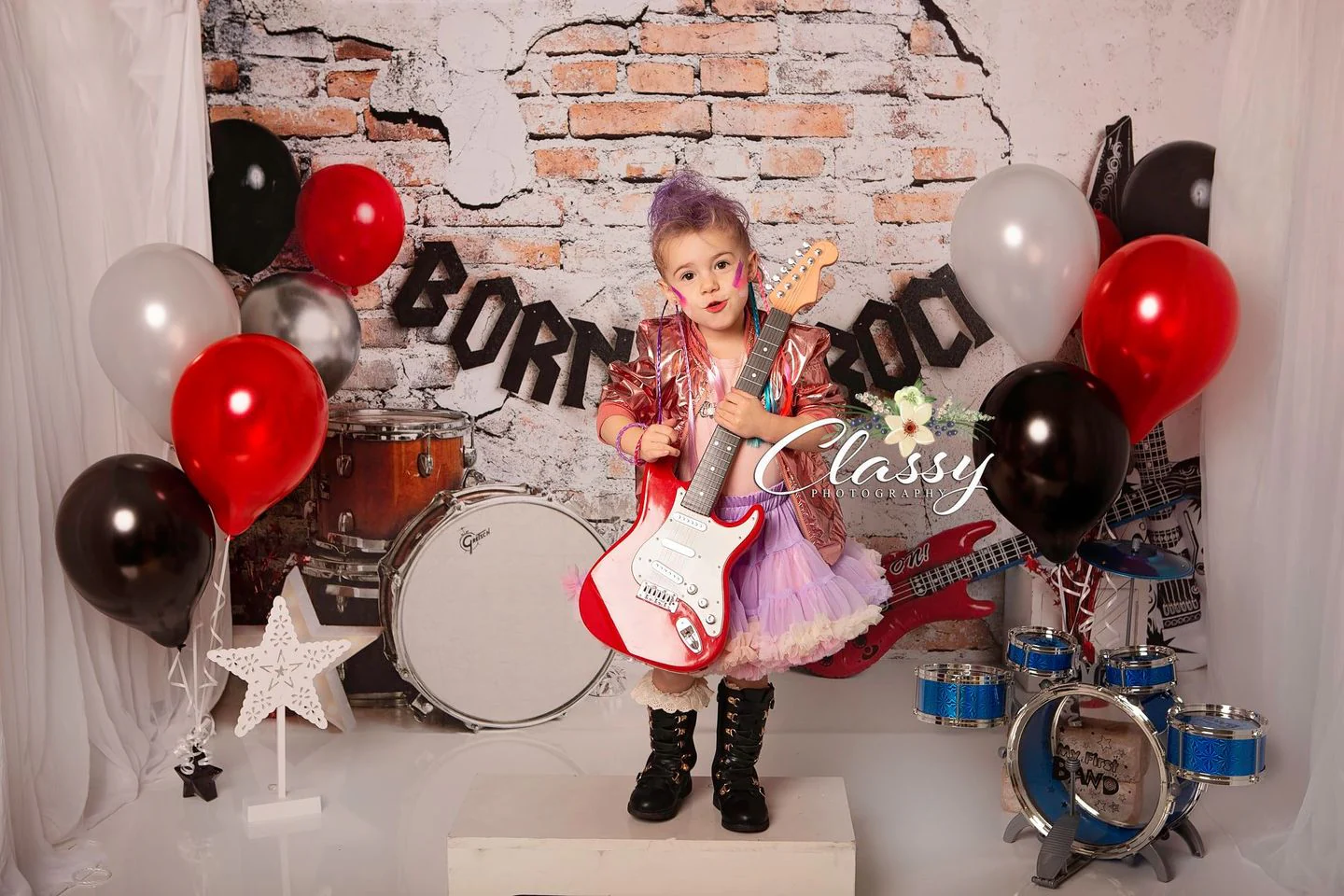 Kate Born to Rock with Guitar Children Backdrop Designed by Megan Leigh Photography - Image 3