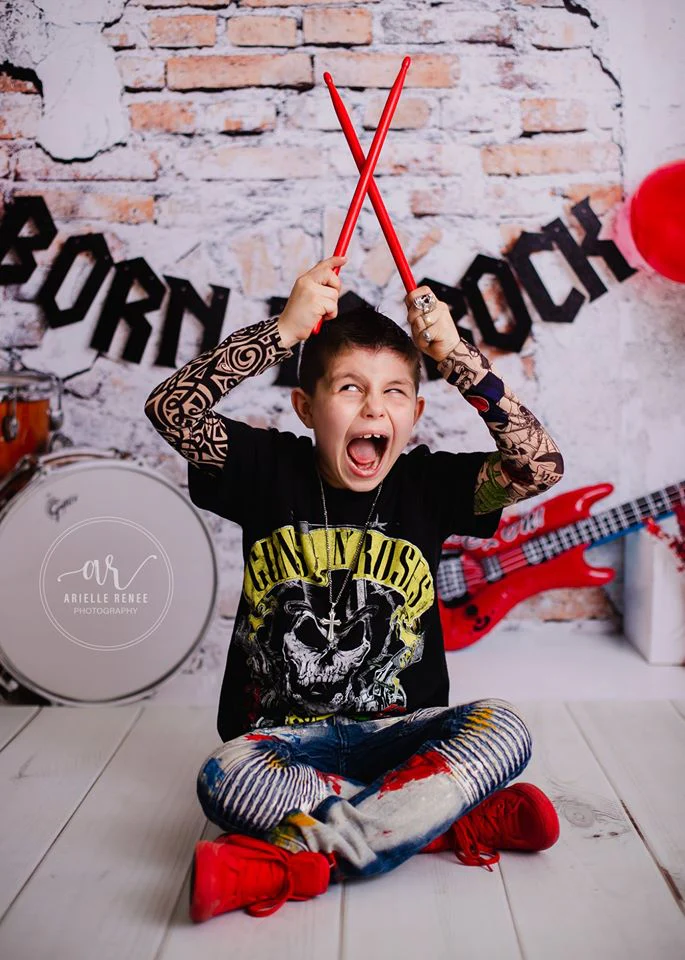 Kate Born to Rock with Guitar Children Backdrop Designed by Megan Leigh Photography - Image 4