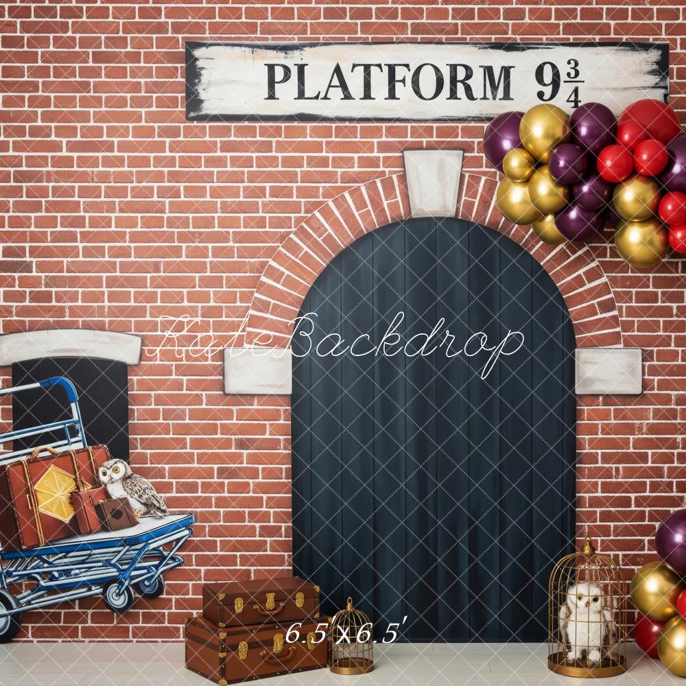 Kate Halloween Brick Wall Arch Luggage Owl Backdrop Designed by Patty Robert - Image 2