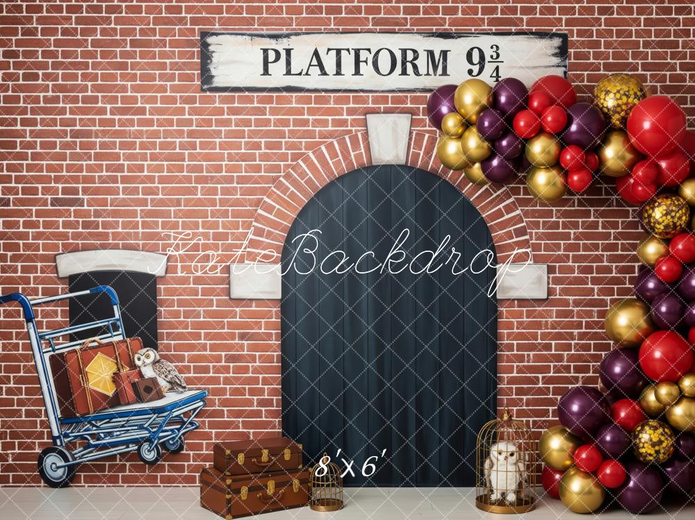 Kate Halloween Brick Wall Arch Luggage Owl Backdrop Designed by Patty Robert - Image 3
