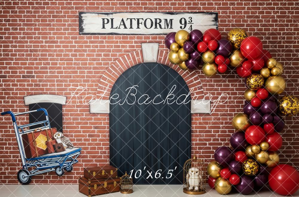 Kate Halloween Brick Wall Arch Luggage Owl Backdrop Designed by Patty Robert - Image 4
