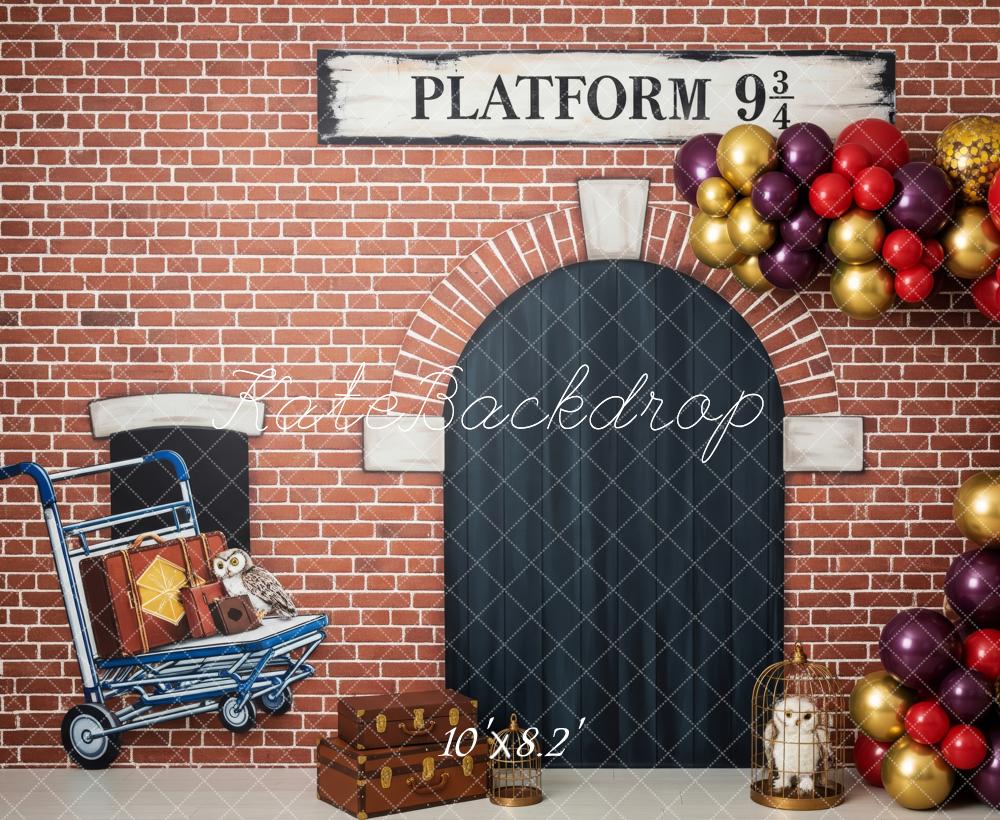 Kate Halloween Brick Wall Arch Luggage Owl Backdrop Designed by Patty Robert - Image 6