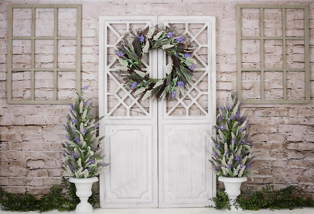 Kate Brick Wall Barn Door Backdrop for Photography