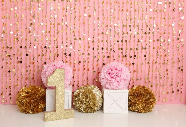 Kate Bubble Gum Wall with Gold 1st Birthday Backdrop Designed by Lisa B - Image 2