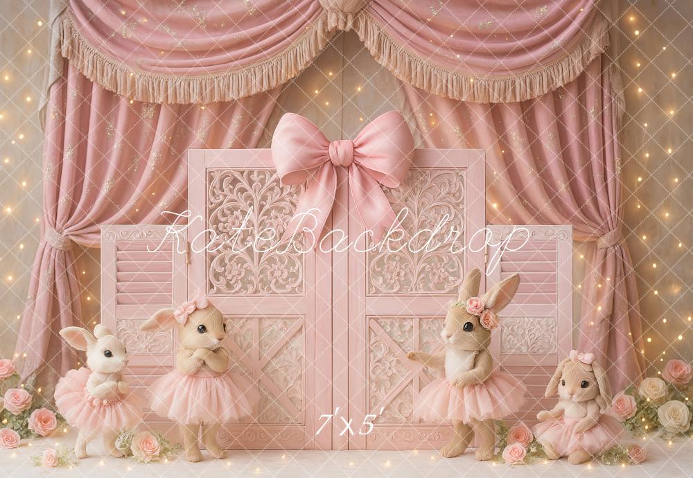 Kate Bunny Ballet Pink Bow Drapes Backdrop Designed by Ashley Paul - Image 2
