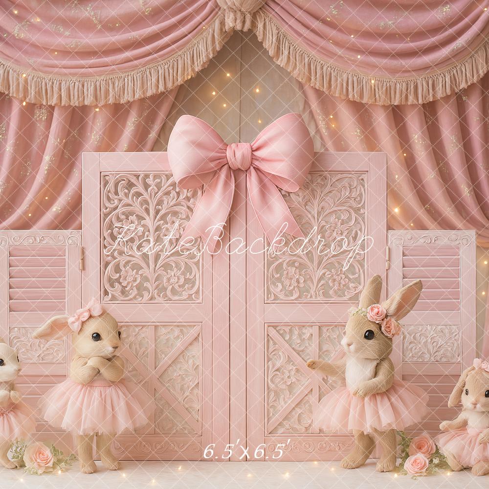 Kate Bunny Ballet Pink Bow Drapes Backdrop Designed by Ashley Paul - Image 4