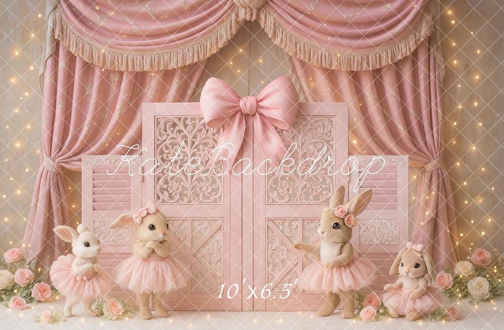 Kate Bunny Ballet Pink Bow Drapes Backdrop Designed by Ashley Paul - Image 5