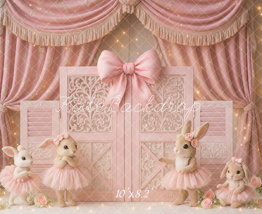 Kate Bunny Ballet Pink Bow Drapes Backdrop Designed by Ashley Paul - Image 6