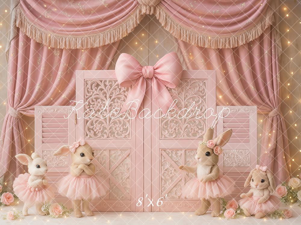 Kate Bunny Ballet Pink Bow Drapes Backdrop Designed by Ashley Paul - Image 7