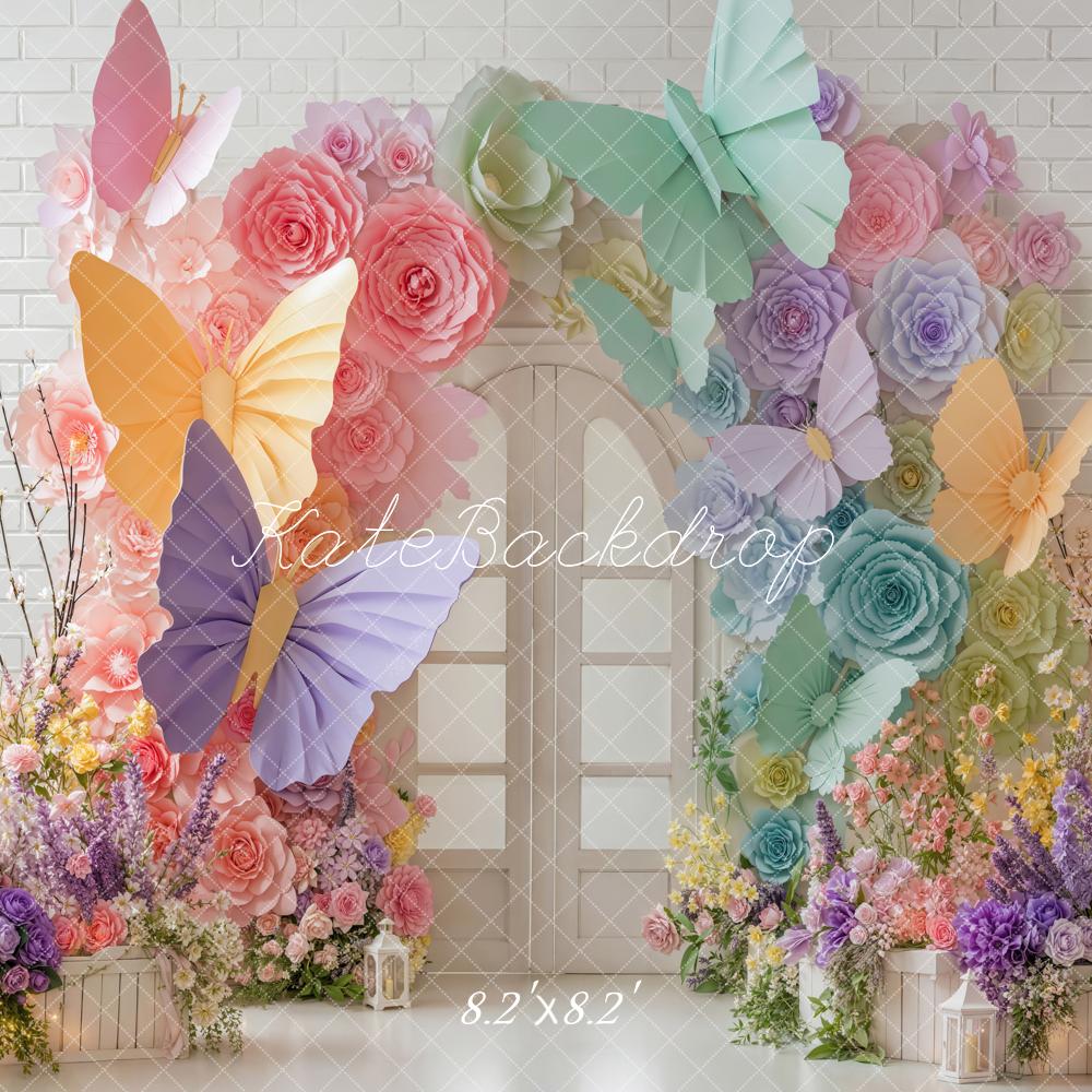 Kate Butterfly Arch White Brick Backdrop Designed by Emetselch - Image 5
