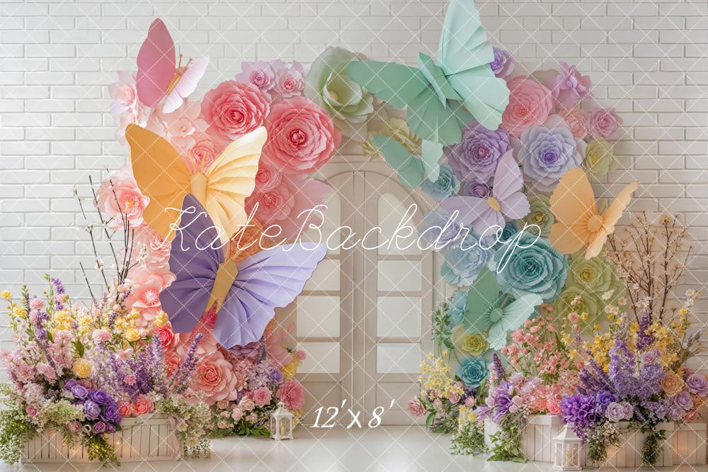 Kate Butterfly Arch White Brick Backdrop Designed by Emetselch - Image 8