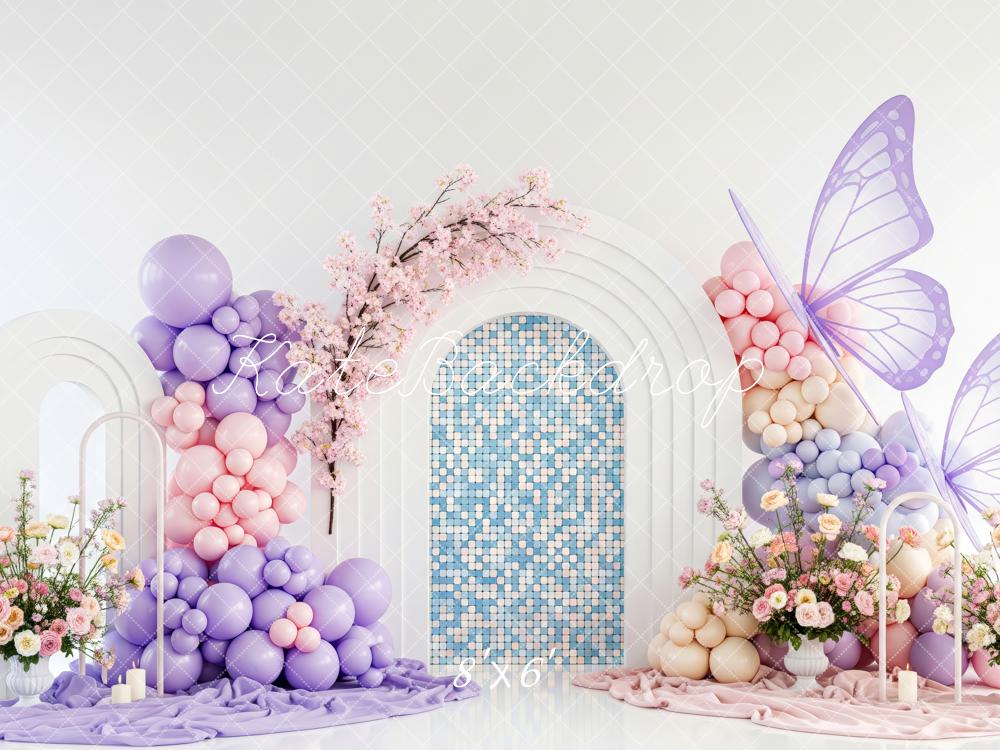Kate Butterfly Balloon Mosaic Arch Pastel Backdrop Designed by Patty Robert - Image 3