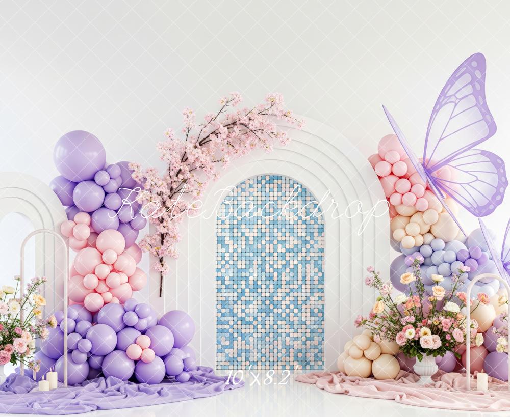 Kate Butterfly Balloon Mosaic Arch Pastel Backdrop Designed by Patty Robert - Image 6