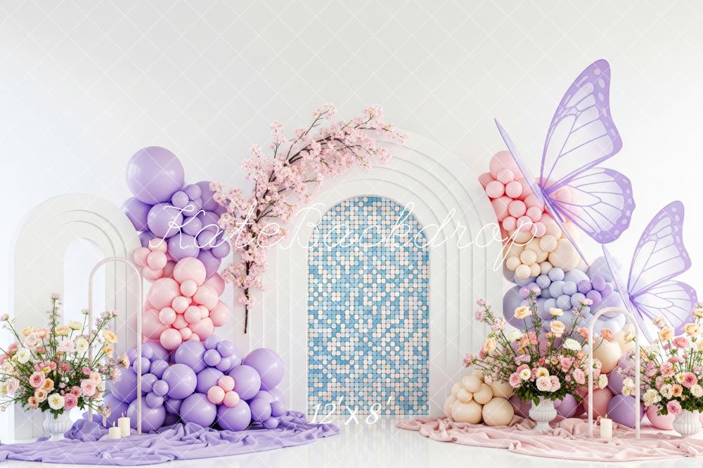 Kate Butterfly Balloon Mosaic Arch Pastel Backdrop Designed by Patty Robert - Image 8