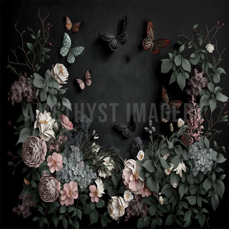 Kate Butterfly Flower Black Wall Backdrop Designed by Angela Marie Photography - Image 7