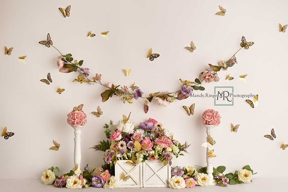 Kate Butterfly Garden Spring Backdrop Designed by Mandy Ringe Photography - Image 2
