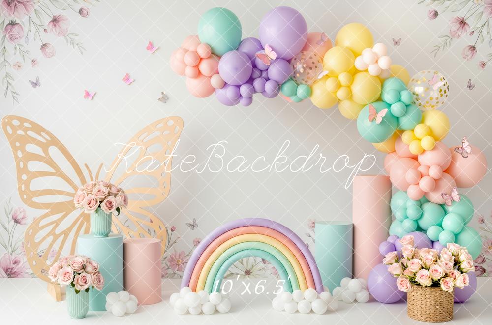 Kate Butterfly Rainbow Balloons Pastel Backdrop Designed by Patty Robert - Image 4