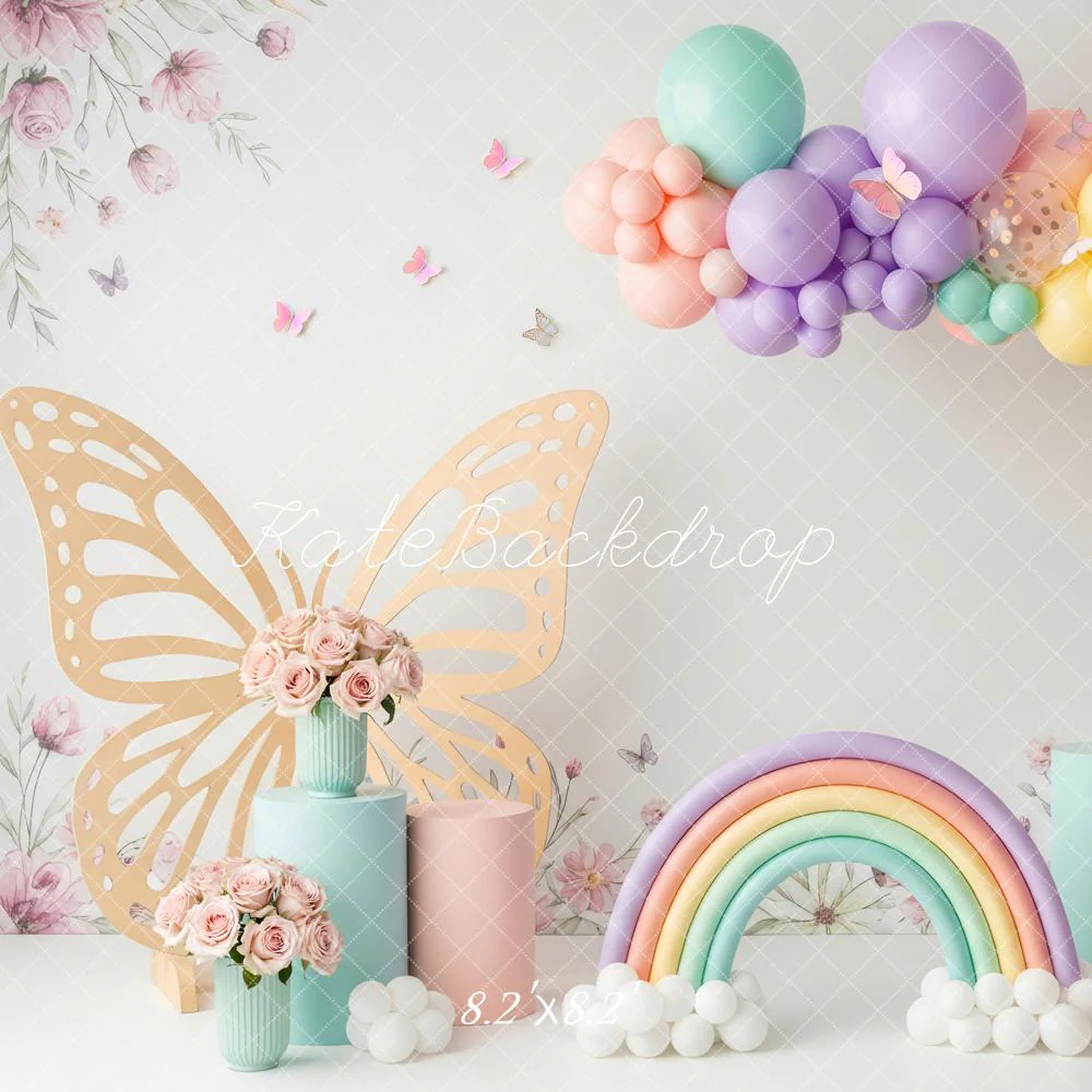 Kate Butterfly Rainbow Balloons Pastel Backdrop Designed by Patty Robert - Image 5