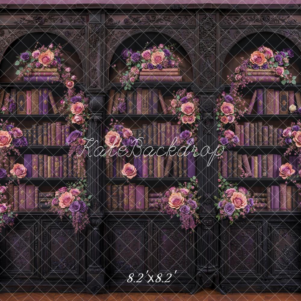 Kate Cabinet Floral Books Purple Backdrop Designed by Emetselch - Image 5