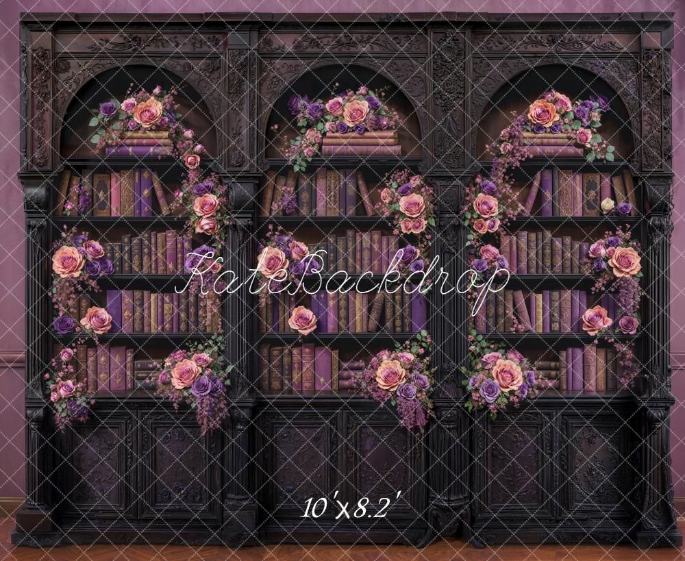 Kate Cabinet Floral Books Purple Backdrop Designed by Emetselch - Image 6