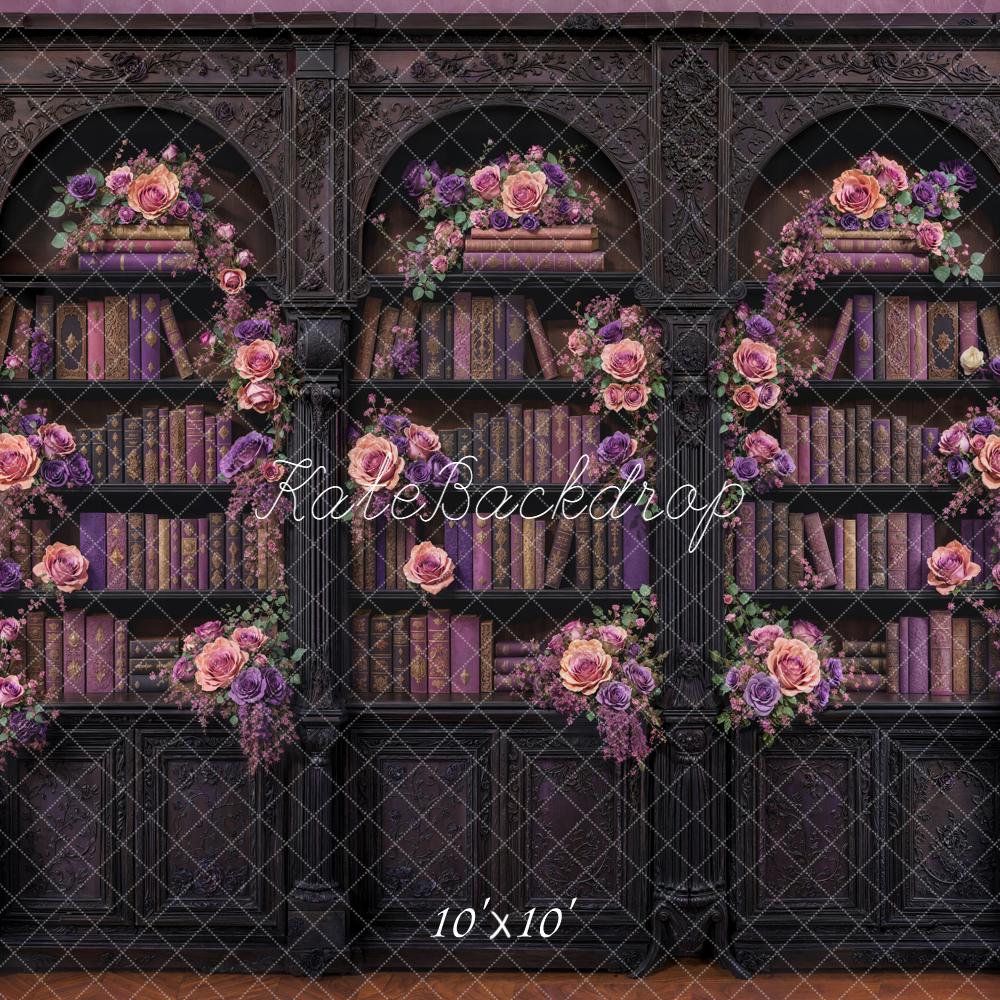 Kate Cabinet Floral Books Purple Backdrop Designed by Emetselch - Image 7