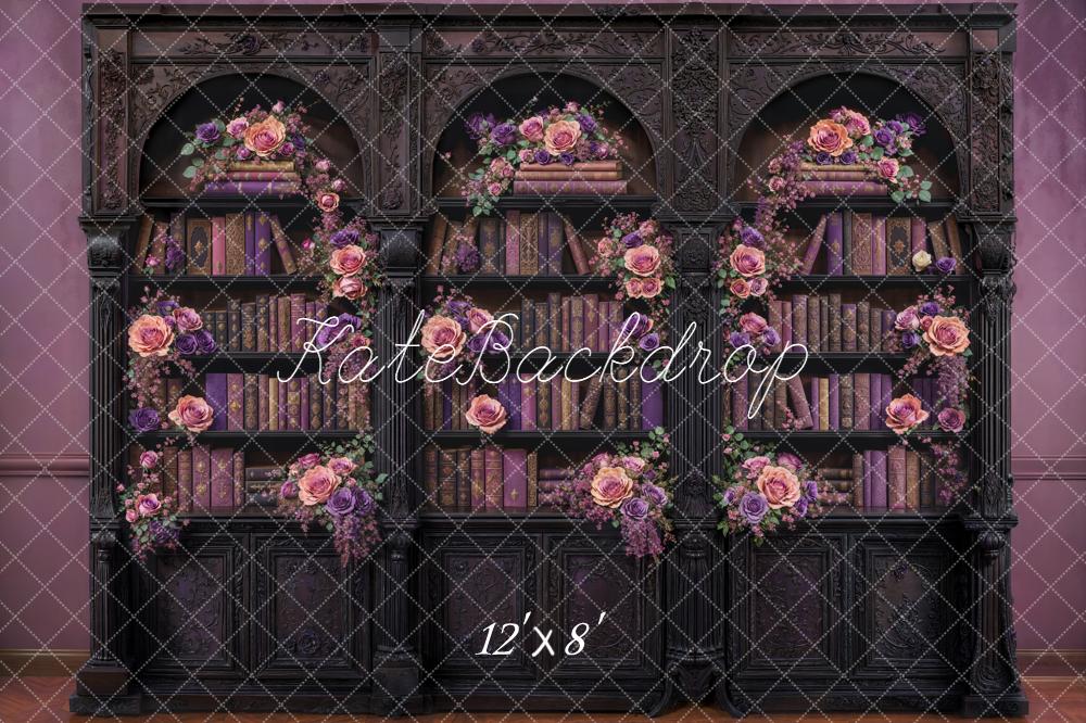 Kate Cabinet Floral Books Purple Backdrop Designed by Emetselch - Image 8