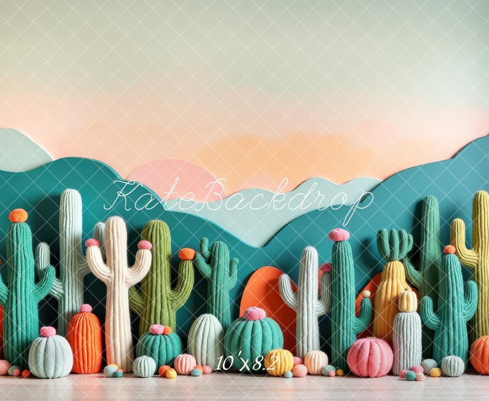 Kate Cactus Yarn Pumpkins Pastel Mountains Backdrop Designed by Laura Bybee - Image 6