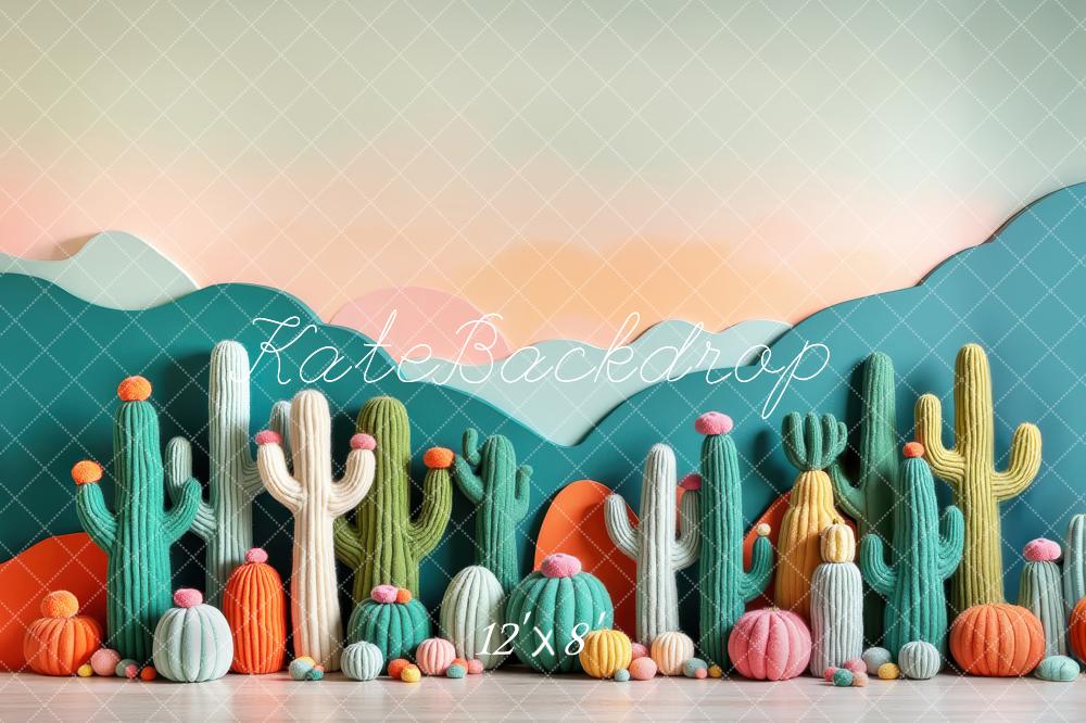 Kate Cactus Yarn Pumpkins Pastel Mountains Backdrop Designed by Laura Bybee - Image 8