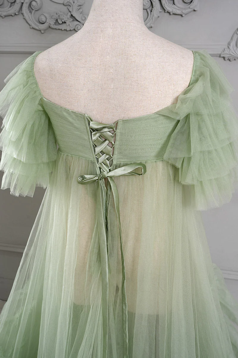 Kate Cake Mesh Mint Green Maternity Photoshoot Dress - Image 6