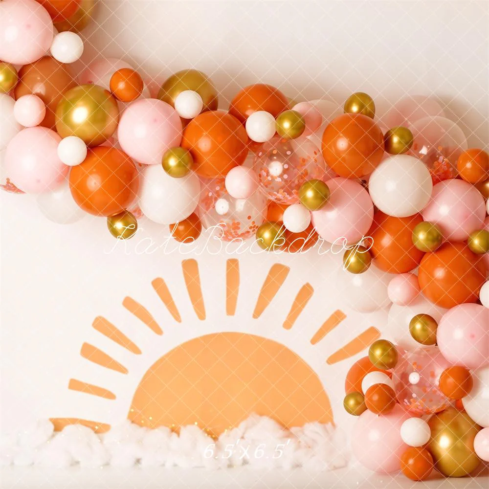 Kate Cake Smash Balloon Arch Sunrise Backdrop Designed by Mandy Ringe Photography - Image 2