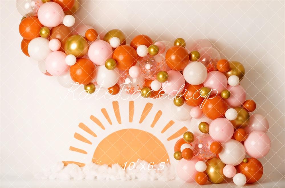 Kate Cake Smash Balloon Arch Sunrise Backdrop Designed by Mandy Ringe Photography - Image 4