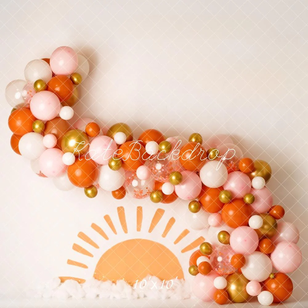 Kate Cake Smash Balloon Arch Sunrise Backdrop Designed by Mandy Ringe Photography - Image 5