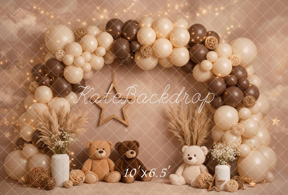 Kate Cake Smash Balloon Arch Teddy Bears Fleece Backdrop Designed by Emetselch - Image 2