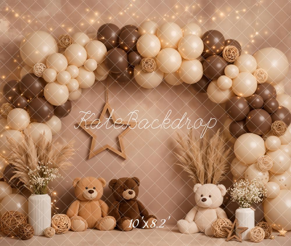 Kate Cake Smash Balloon Arch Teddy Bears Fleece Backdrop Designed by Emetselch - Image 3