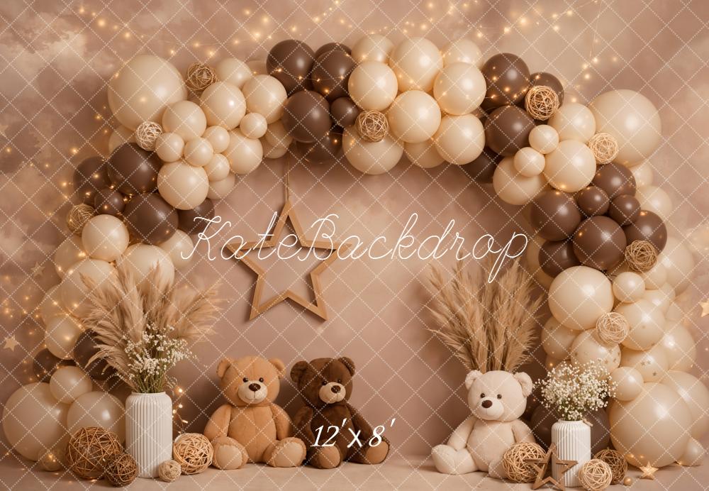 Kate Cake Smash Balloon Arch Teddy Bears Fleece Backdrop Designed by Emetselch - Image 4