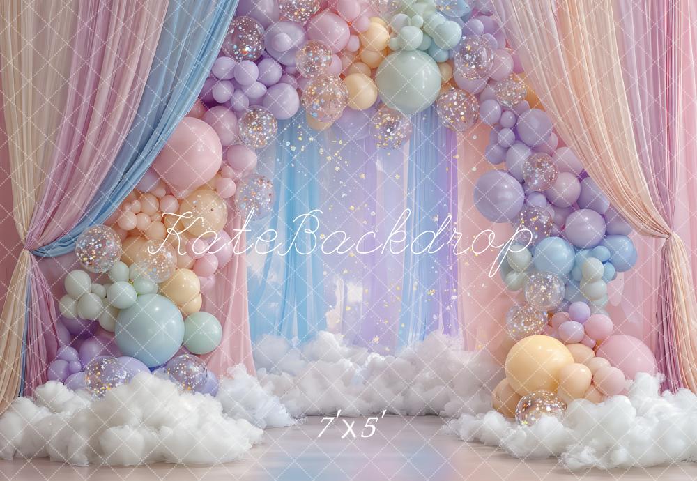 Kate Balloon Clouds Curtains Cake Smash Backdrop Designed by Ashley Paul - Image 2