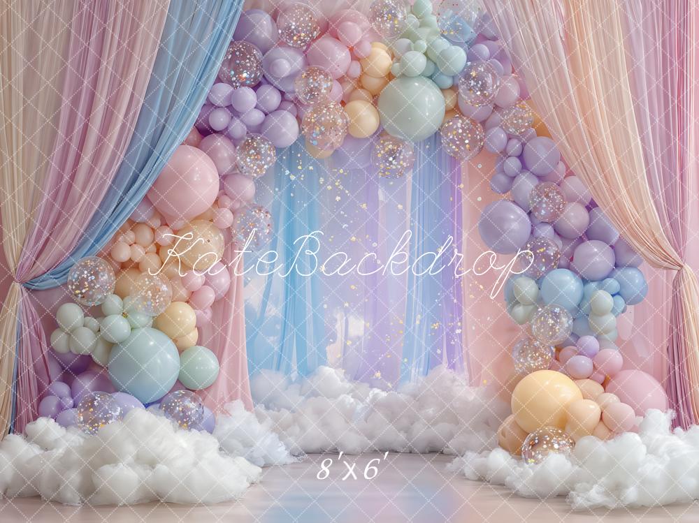 Kate Balloon Clouds Curtains Cake Smash Backdrop Designed by Ashley Paul - Image 4