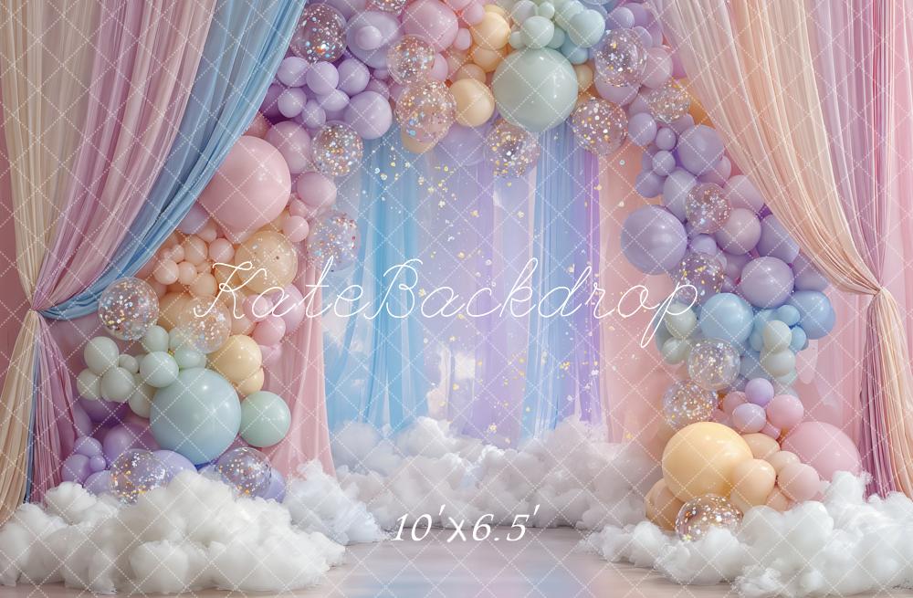 Kate Balloon Clouds Curtains Cake Smash Backdrop Designed by Ashley Paul - Image 5
