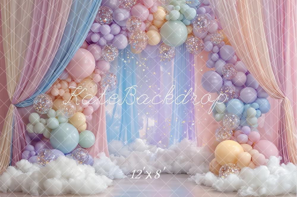 Kate Balloon Clouds Curtains Cake Smash Backdrop Designed by Ashley Paul - Image 9