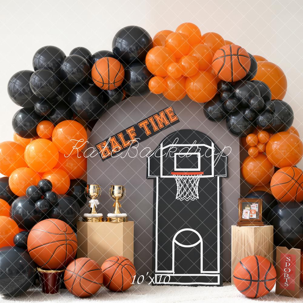 Kate Cake Smash Basketball Orange Black Balloons Backdrop Designed by Emstselch - Image 7