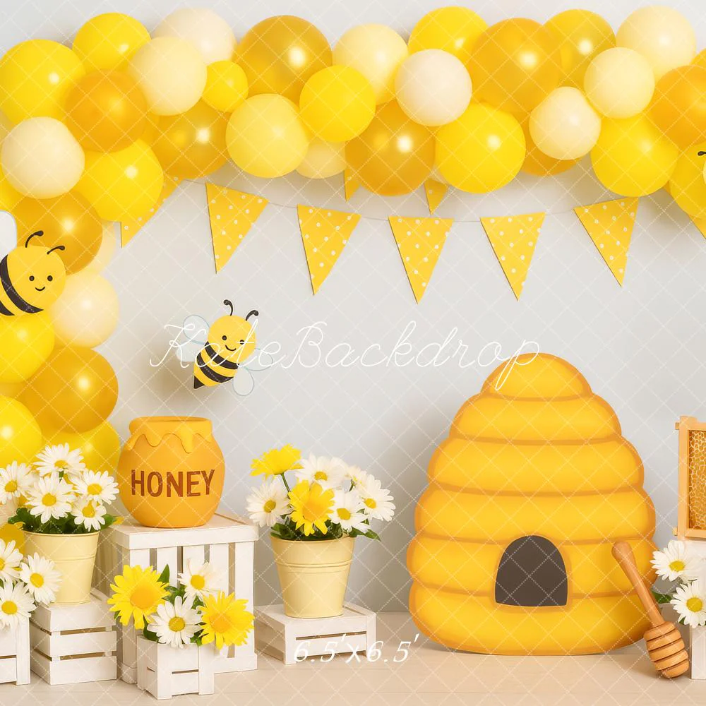 Kate Cake Smash Bee Hive Honeycomb Balloon Backdrop Designed by Patty Robert - Image 2