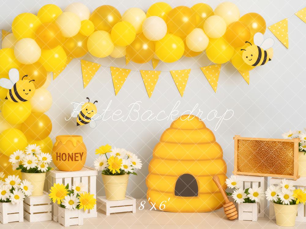 Kate Cake Smash Bee Hive Honeycomb Balloon Backdrop Designed by Patty Robert - Image 3