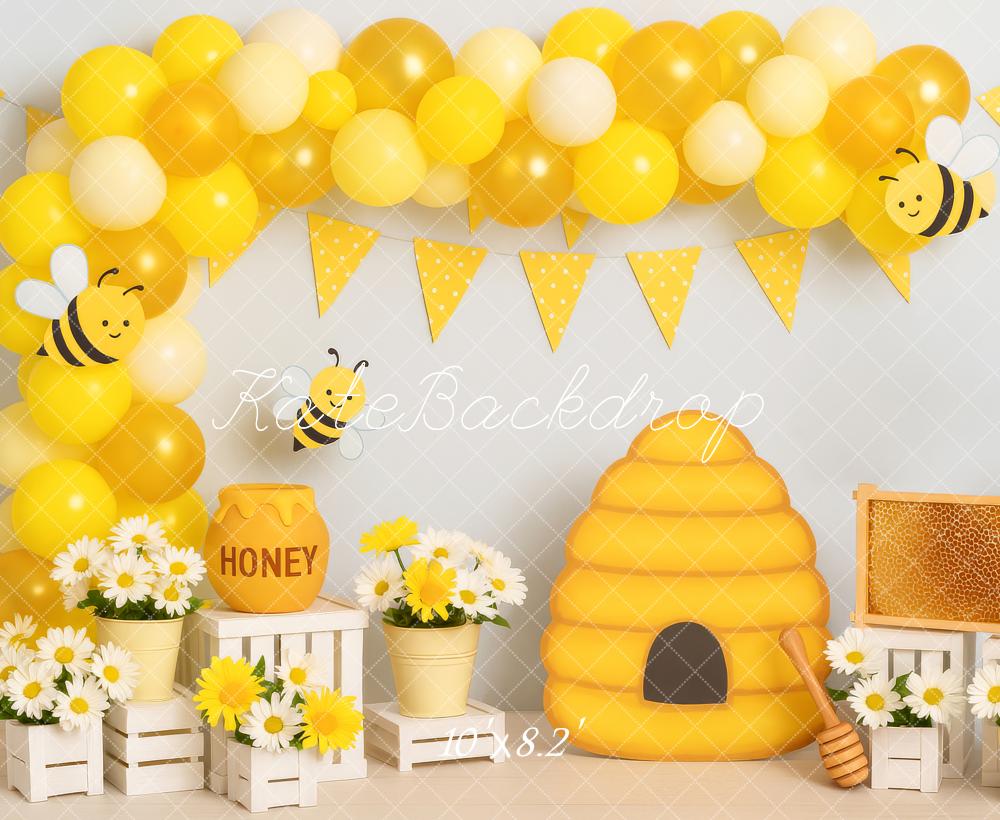 Kate Cake Smash Bee Hive Honeycomb Balloon Backdrop Designed by Patty Robert - Image 5