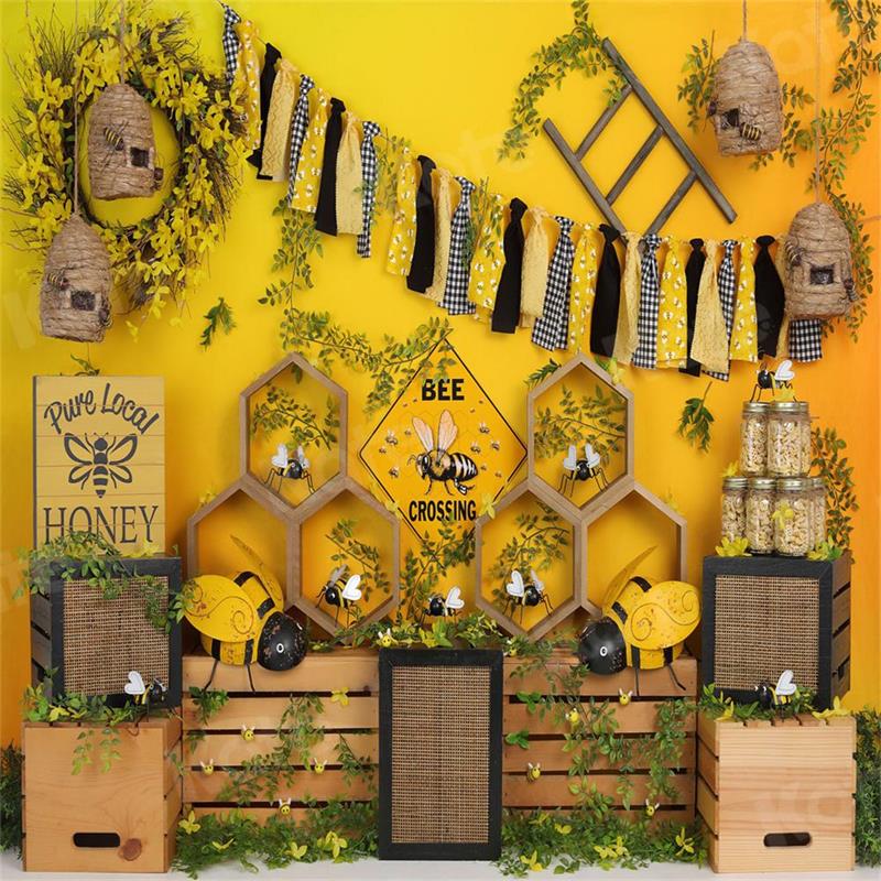 Kate Cake Smash Bee Honey Backdrop for Photography - Image 2