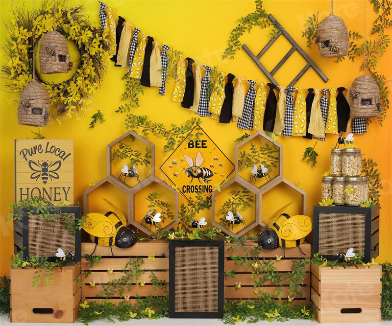 Kate Cake Smash Bee Honey Backdrop for Photography - Image 3