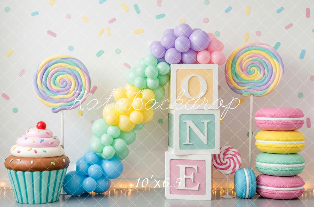 Kate Cake Smash 1st Balloons Sweets Pastel Backdrop Designed by Patty Robert - Image 4