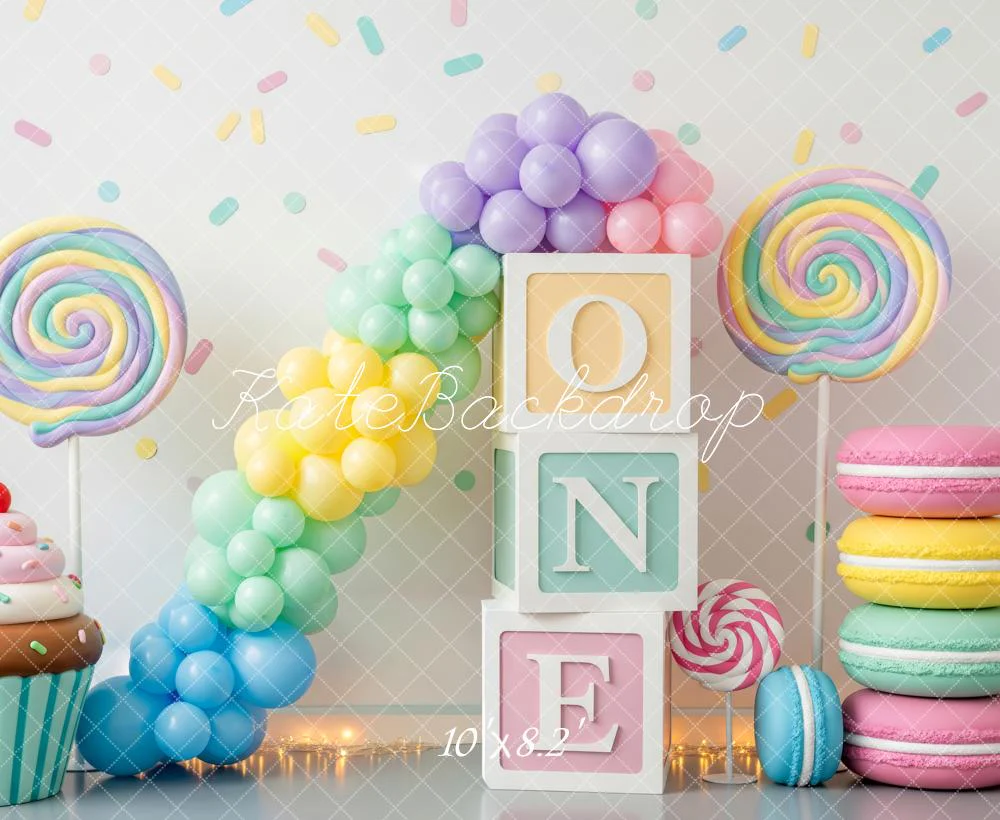 Kate Cake Smash 1st Balloons Sweets Pastel Backdrop Designed by Patty Robert - Image 6